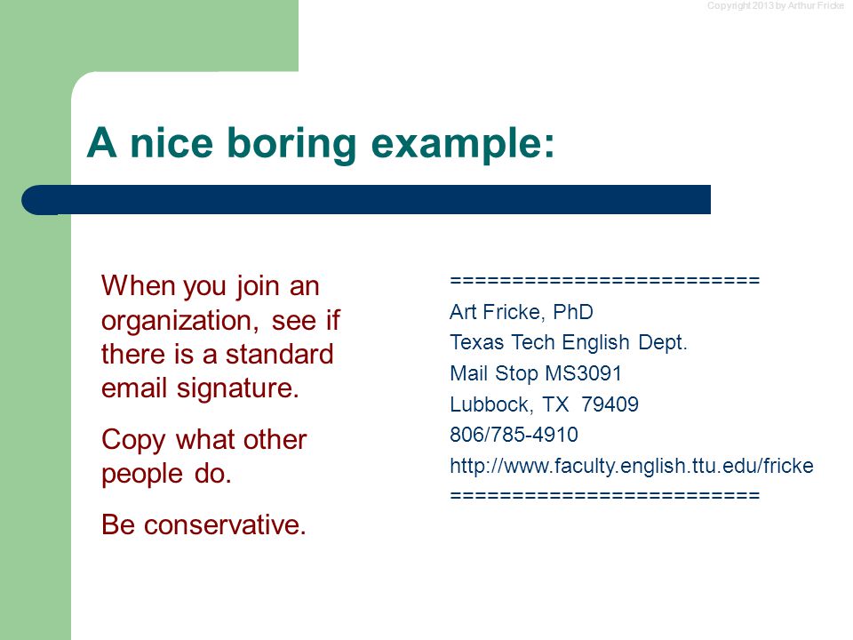 email signature examples 2013